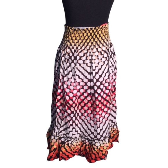 Catch My i - Colorful Dot Illustion looking Gypsy Skirt - Medium Length - Womens - Picture 10 of 11